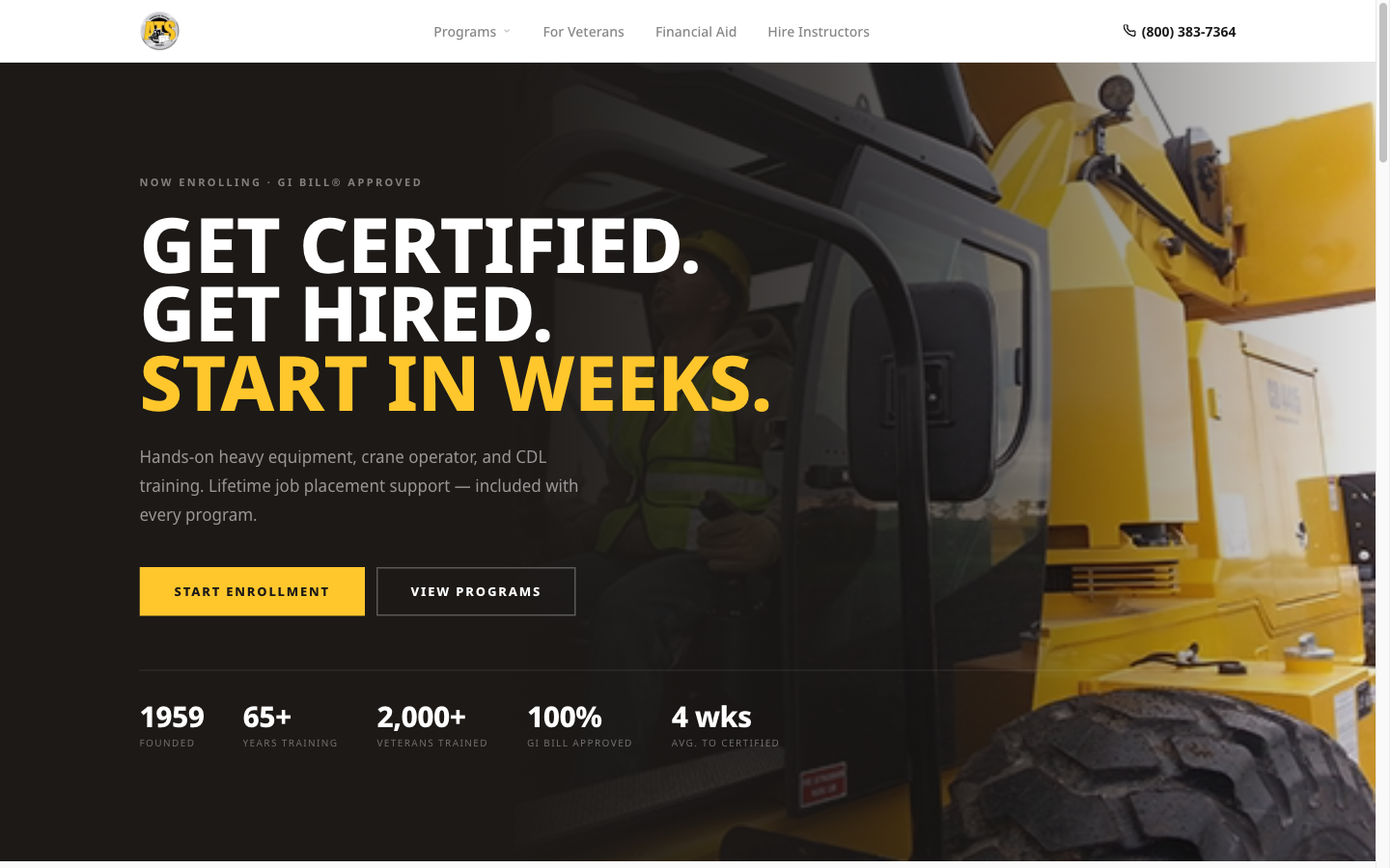 Rebuilt ATS homepage — career outcome headline, wage proof above fold — Associated Training Services