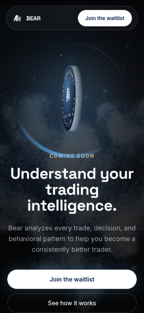 BEAR homepage hero, mobile