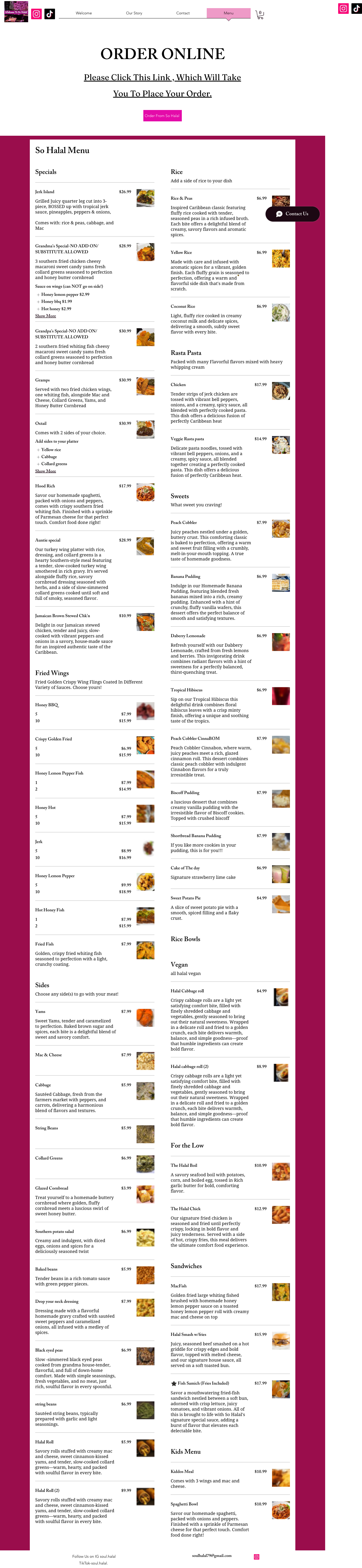 So Halal menu page at 1440px desktop width