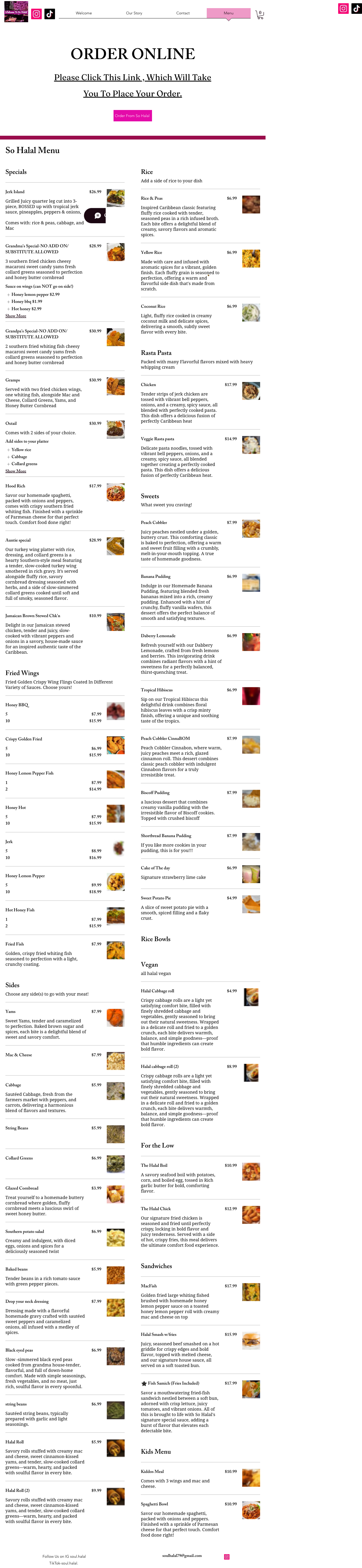 So Halal menu on iPhone 14 showing mobile rendering failure