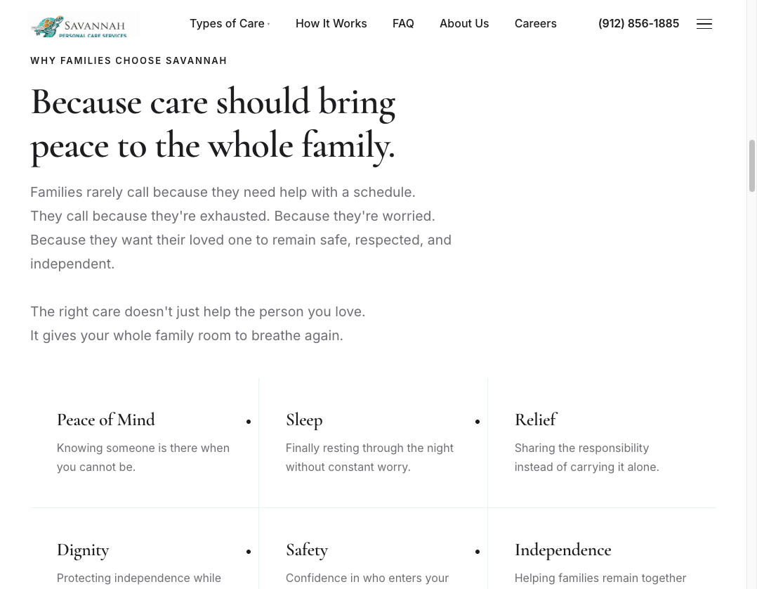 Why families choose Savannah section — Savannah Personal Care Services